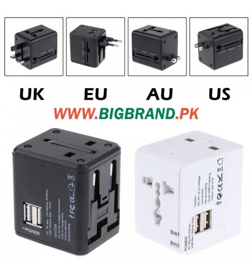 All in One Universal travel Adapter with 2 USB Ports